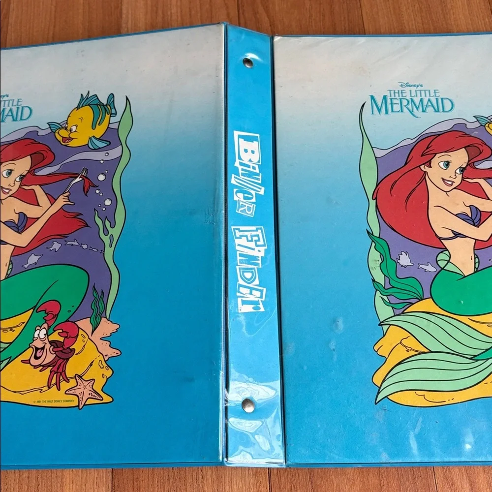 Vintage Little Mermaid Binder Finder binder with Velcro flap closure
